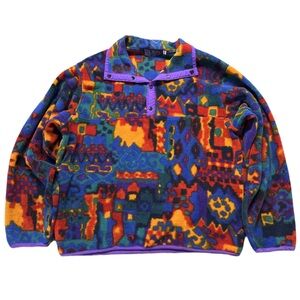 POLARTEC X MERKLEY HEADGEAR men's colourful abstract pattern fleece, L.